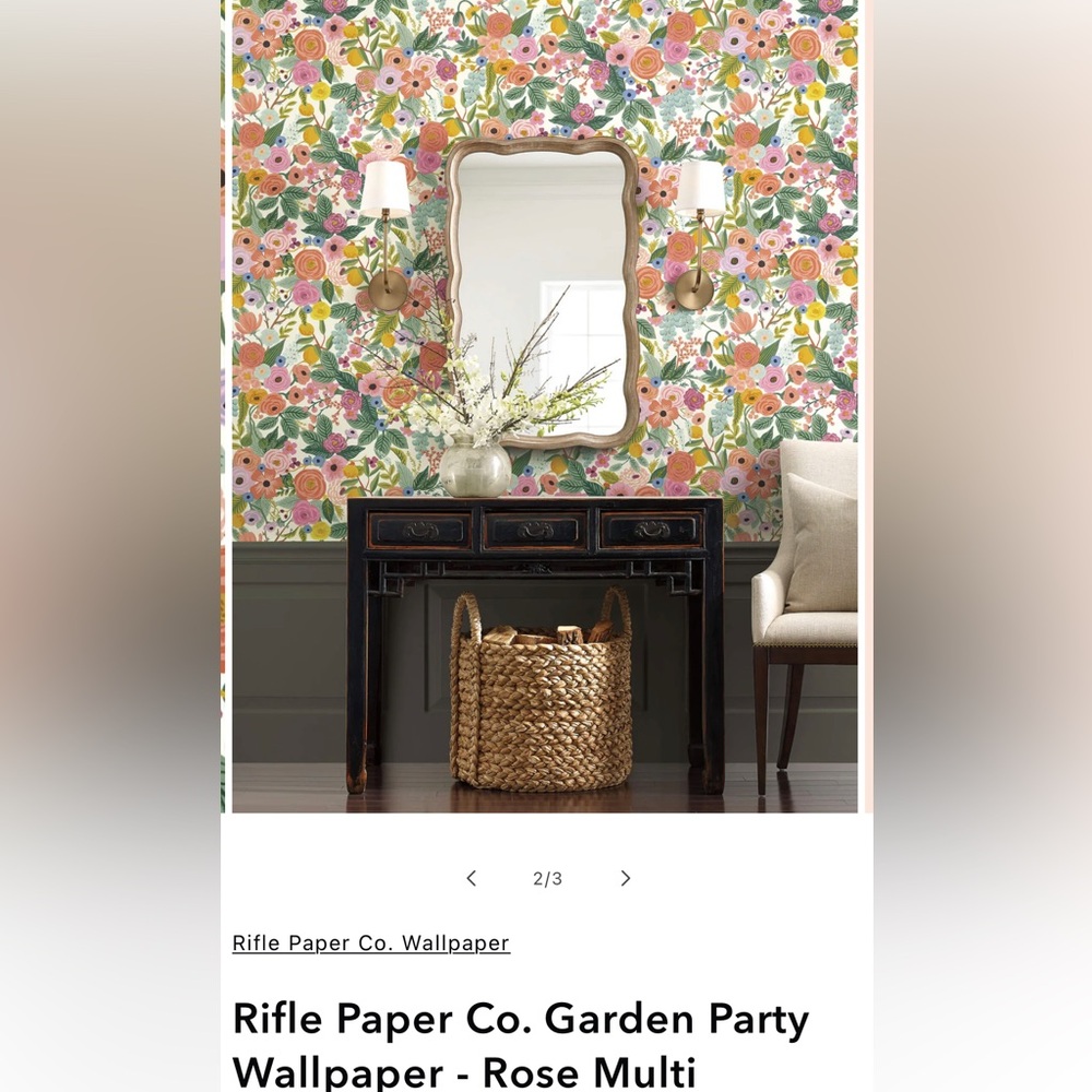 Rifle Paper Co. Garden Party Wallpaper - Rose Multi - Picture 2 of 2